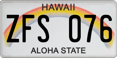 HI license plate ZFS076