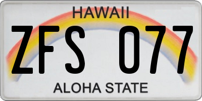HI license plate ZFS077