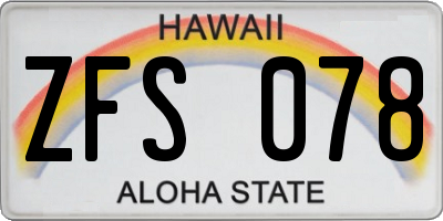 HI license plate ZFS078