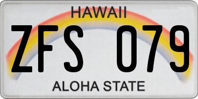 HI license plate ZFS079