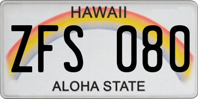 HI license plate ZFS080