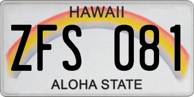 HI license plate ZFS081