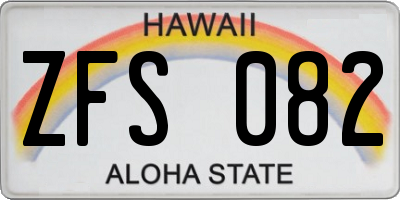 HI license plate ZFS082