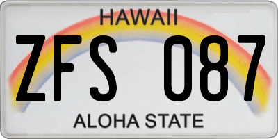 HI license plate ZFS087