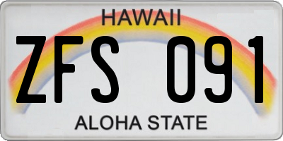 HI license plate ZFS091