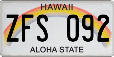 HI license plate ZFS092