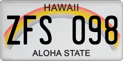 HI license plate ZFS098