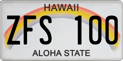 HI license plate ZFS100