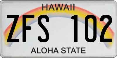 HI license plate ZFS102