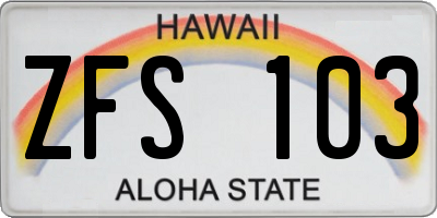 HI license plate ZFS103