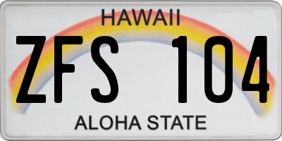HI license plate ZFS104