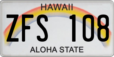 HI license plate ZFS108