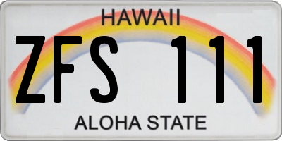 HI license plate ZFS111