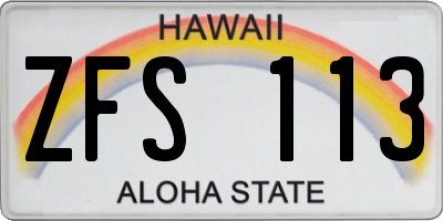 HI license plate ZFS113