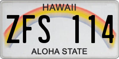 HI license plate ZFS114