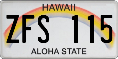 HI license plate ZFS115