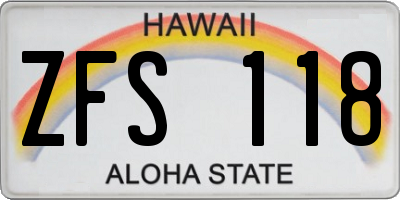 HI license plate ZFS118