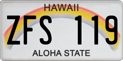 HI license plate ZFS119