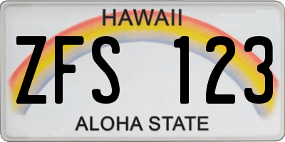 HI license plate ZFS123