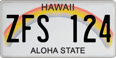 HI license plate ZFS124