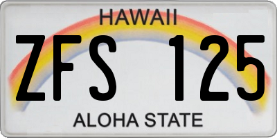 HI license plate ZFS125