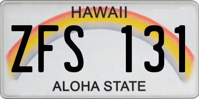 HI license plate ZFS131