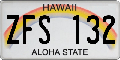 HI license plate ZFS132