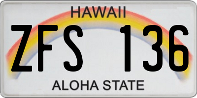 HI license plate ZFS136