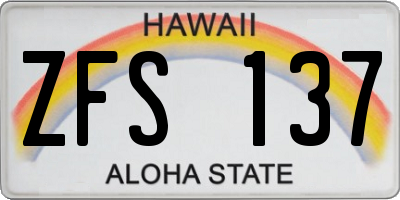 HI license plate ZFS137