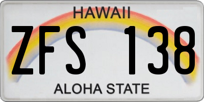 HI license plate ZFS138