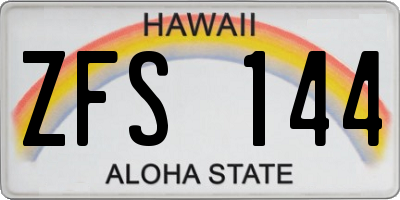HI license plate ZFS144