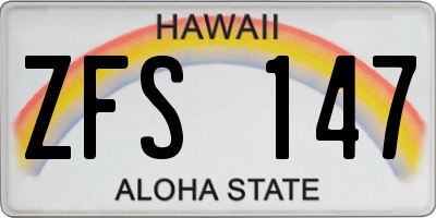 HI license plate ZFS147