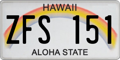 HI license plate ZFS151