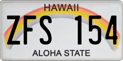 HI license plate ZFS154