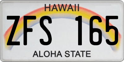 HI license plate ZFS165