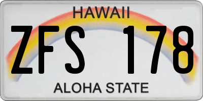 HI license plate ZFS178