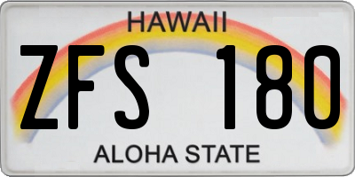 HI license plate ZFS180