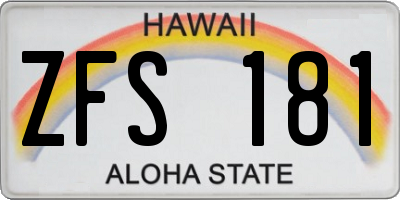 HI license plate ZFS181