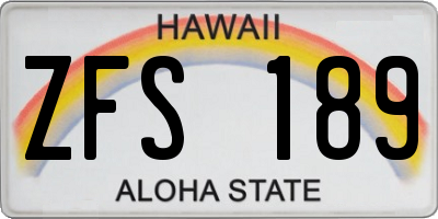 HI license plate ZFS189