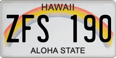 HI license plate ZFS190