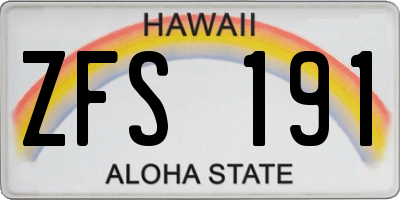 HI license plate ZFS191
