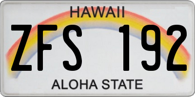 HI license plate ZFS192