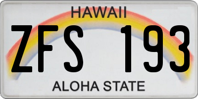 HI license plate ZFS193