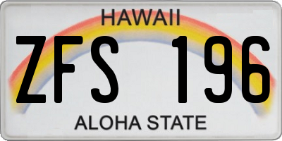 HI license plate ZFS196
