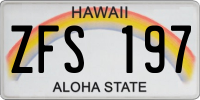 HI license plate ZFS197