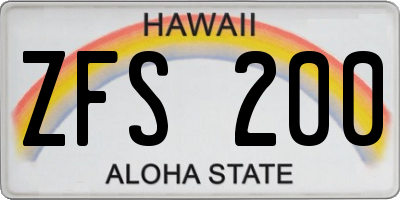 HI license plate ZFS200