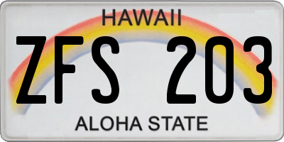 HI license plate ZFS203