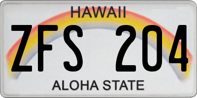 HI license plate ZFS204