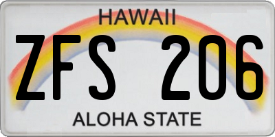 HI license plate ZFS206
