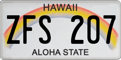 HI license plate ZFS207